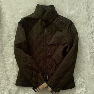 Burberry Dark Green Puffer Jacket with High Collar